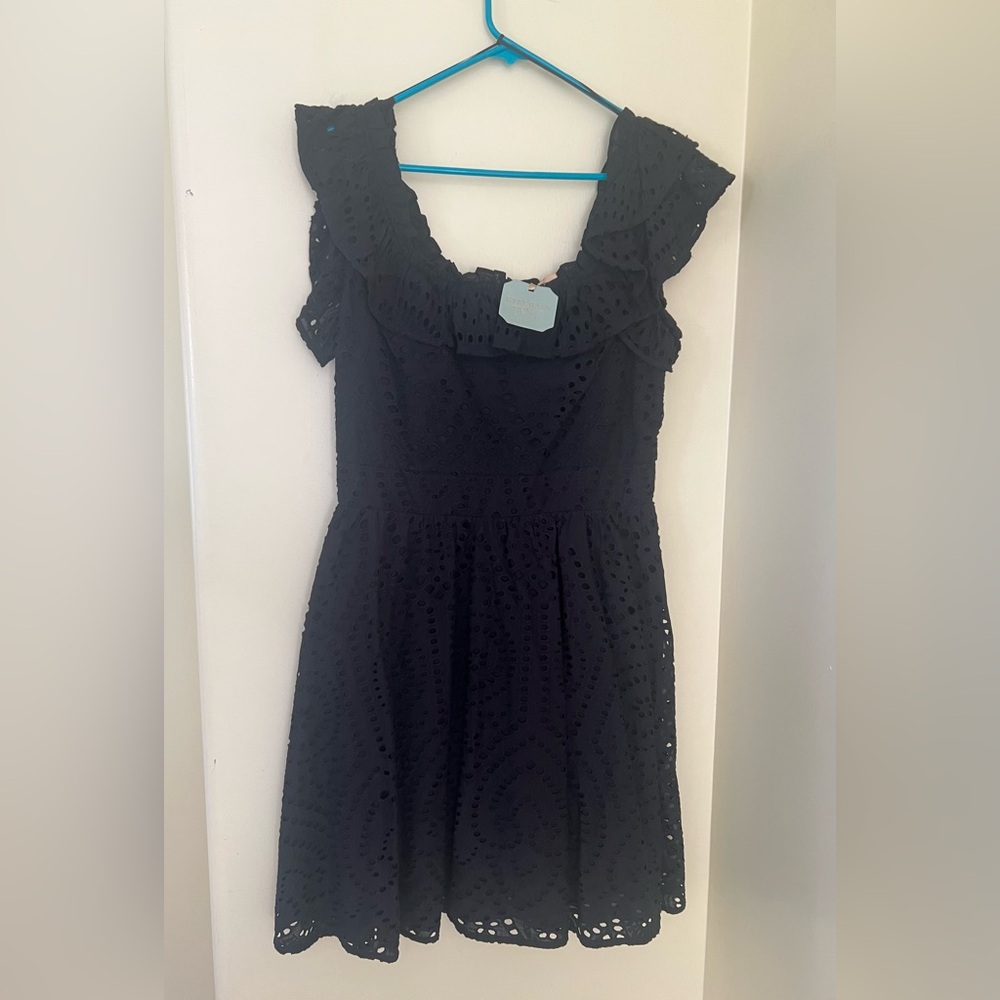 Black Eyelet Ruffle Dress - Picture 2 of 5